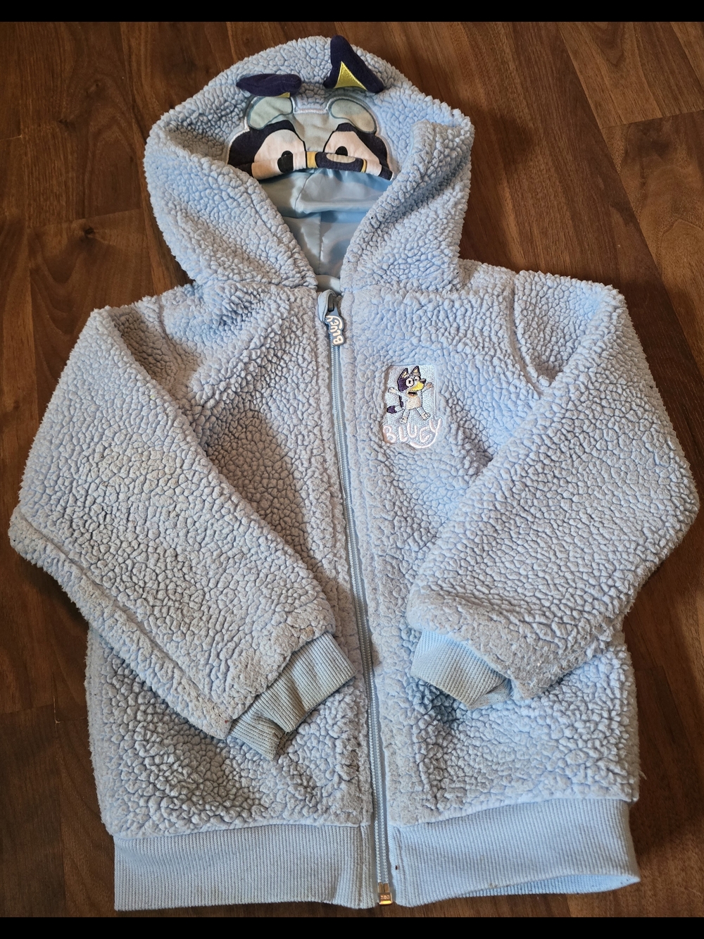 Bluey Light Blue Sherpa Hoodie with Hood Detail
